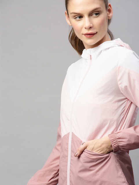 

HRX by Hrithik Roshan Women White & Pink Colourblocked Antimicrobial Lifestyle Jacket