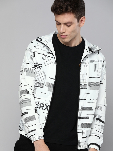 

HRX by Hrithik Roshan Men Optic White Printed Rapid-Dry Antimicrobial Lifestyle Jacket