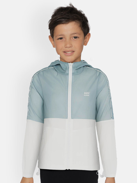 

HRX by Hrithik Roshan Boys Dove Grey Solid Rapid-Dry, Antimicrobial Active Jacket