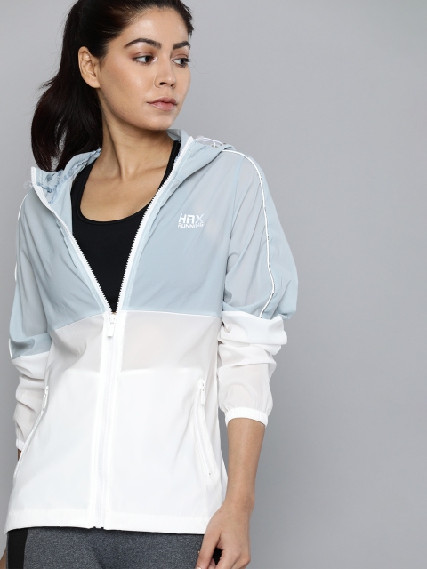 

HRX by Hrithik Roshan Women Blue & White Colourblocked Sporty Jacket