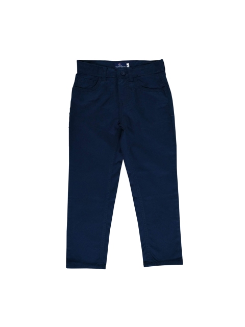 

KiddoPanti Boys Navy Blue Regular Fit Solid Regular Trousers