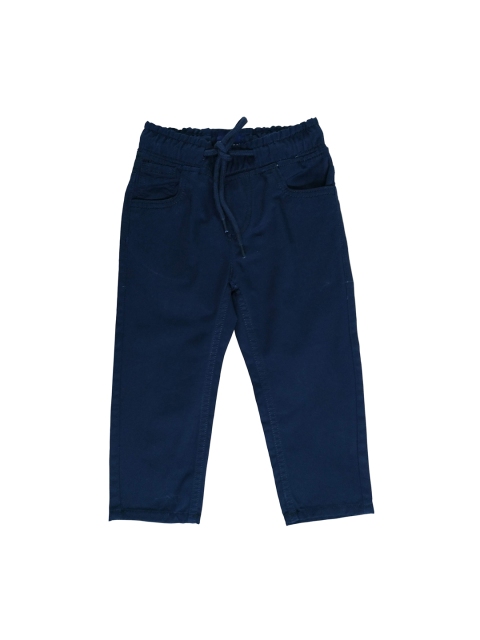 

KiddoPanti Boys Navy Blue Regular Fit Solid Regular Trousers