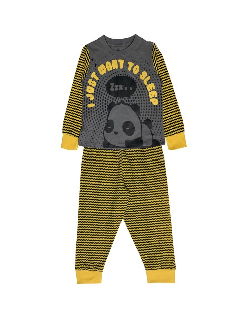 

KiddoPanti Boys Grey & Yellow Printed Night suit