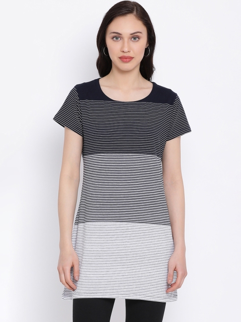 

Monte Carlo Women Black & White Striped Longline T-shirt
