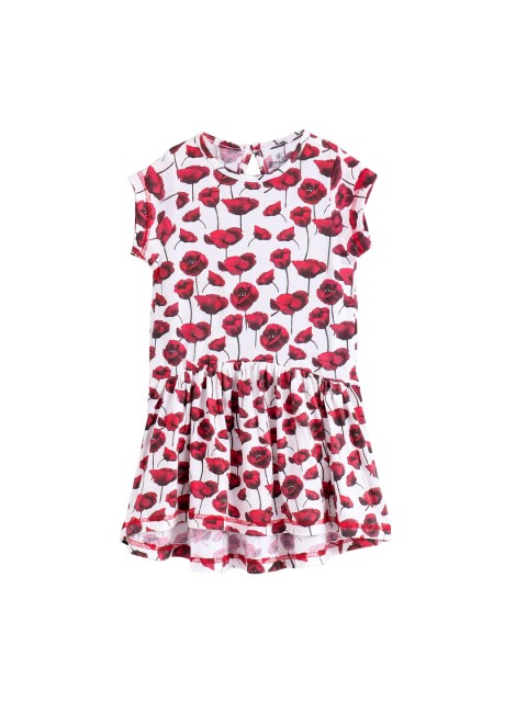 

KiddoPanti Girls White & Red Printed Fit and Flare Dress