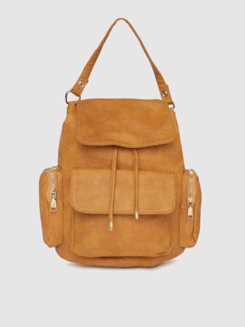 

DressBerry Women Mustard Yellow Solid Backpack