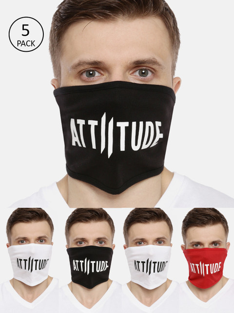 

ATTIITUDE Unisex 5-Pcs Printed 1-Ply Reusable Outdoor Cotton Riding Masks, Red