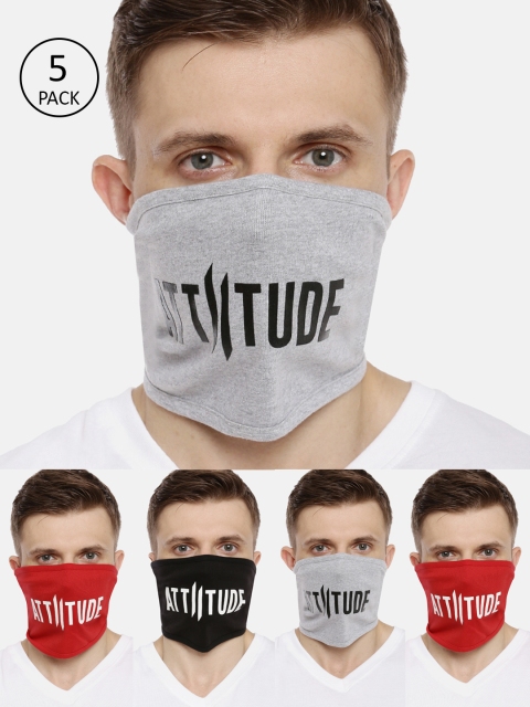 

ATTIITUDE Unisex 5-Pcs Printed 1-Ply Reusable Outdoor Cotton Riding Masks, Red