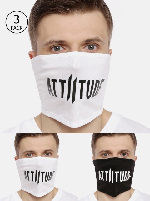 

ATTIITUDE Unisex 3-Pcs Printed 1-Ply Reusable Outdoor Cotton Riding Masks, Black