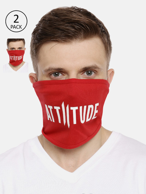 

ATTIITUDE Unisex 2-Pcs Red Printed 1-Ply Reusable Outdoor Cotton Riding Masks