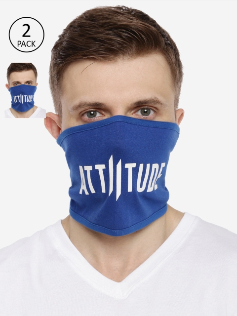 

ATTIITUDE Unisex 2-Pcs Blue Printed 1-Ply Reusable Outdoor Cotton Riding Masks