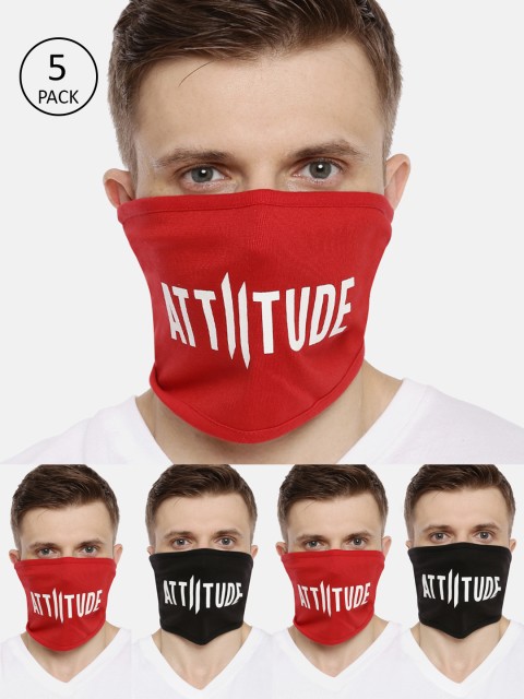 

ATTIITUDE Unisex 5-Pcs Printed 1-Ply Reusable Outdoor Cotton Riding Masks, Red