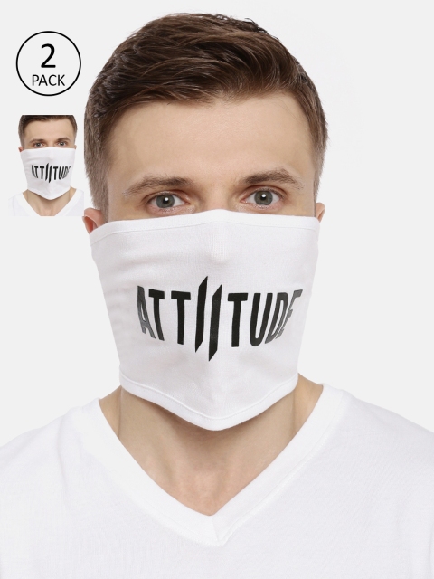 

ATTIITUDE Unisex 2-Pcs White Printed 1-Ply Reusable Outdoor Cotton Riding Masks
