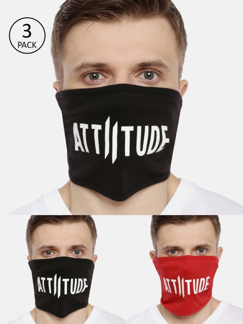 

ATTIITUDE Unisex 3-Pcs Printed 1-Ply Reusable Outdoor Cotton Riding Masks, Black