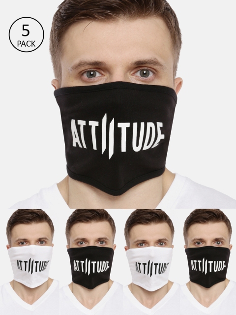 

ATTIITUDE Unisex 5-Pcs Printed 1-Ply Reusable Outdoor Cotton Riding Masks, White