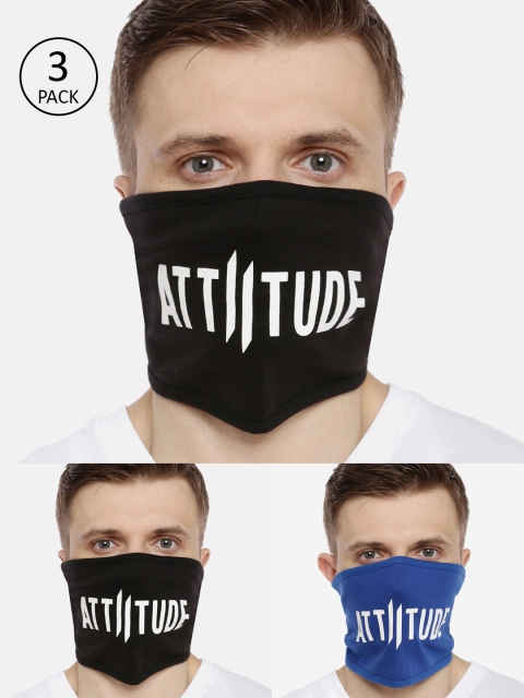 

ATTIITUDE Unisex 3-Pcs Printed 1-Ply Reusable Outdoor Cotton Riding Masks, Blue