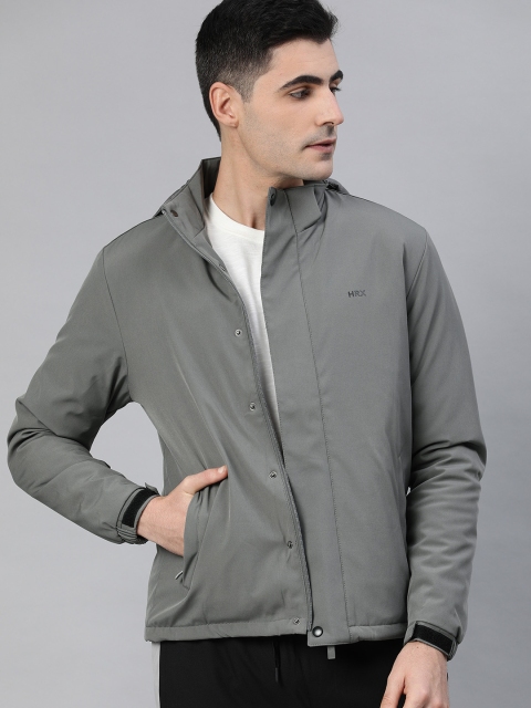 

HRX by Hrithik Roshan Men Grey Active Solid Detachable hooded Padded Jacket