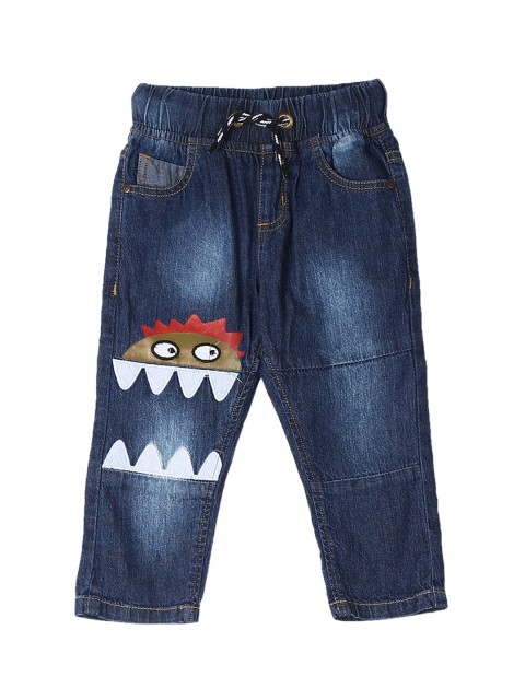 

Donuts Infant Boys Blue Regular Fit Mid-Rise Clean Look Jeans With Applique Detail