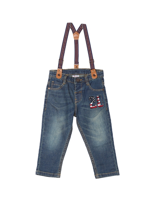 

Donuts Boys Blue Regular Fit Mid-Rise Clean Look Jeans With Suspenders