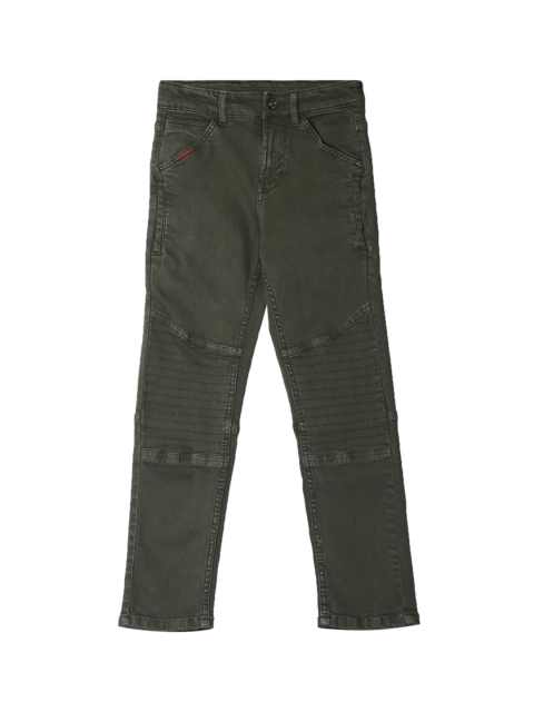 

Cherokee Boys Olive Green Slim Fit Mid-Rise Clean Look Stretchable Jeans