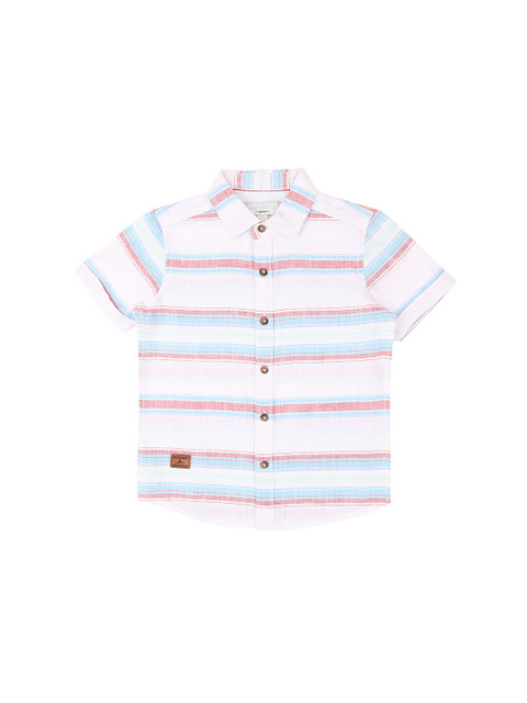 

Pantaloons Junior Boys White & Red Regular Fit Striped Casual Shirt