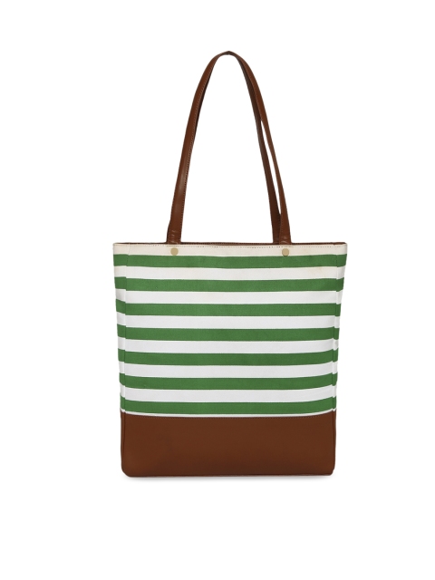 

KLEIO Green & White Striped Tote Bag