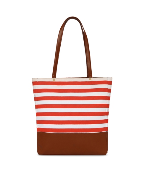 

KLEIO White & Orange Striped Tote Bag