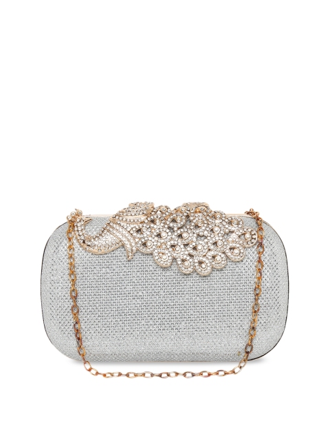 

KLEIO Silver-Toned Embellished Box Clutch