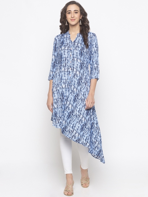 

Globus Women Navy Blue Printed Straight Kurta