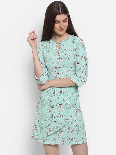 

COVER STORY Women Green Floral Printed A-Line Dress