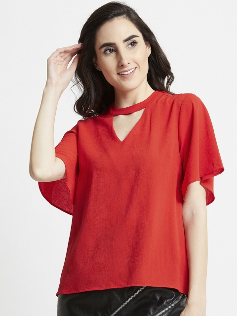 

COVER STORY Women Red Solid A-Line Top