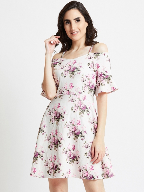 

COVER STORY Women Off-White Floral Printed Fit and Flare Dress