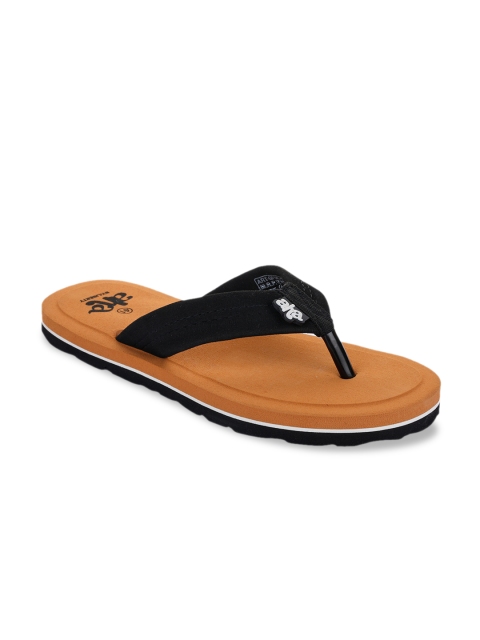 

Liberty Men Black & Tan Brown Solid Thong Flip-Flops