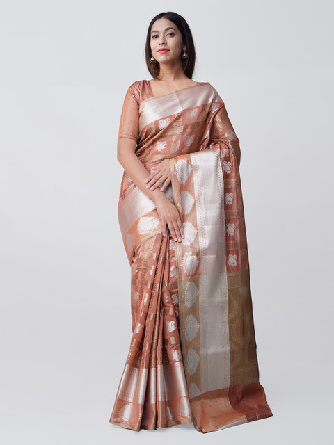 

Unnati Silks Pink Silk Cotton Woven Design Banarasi Saree