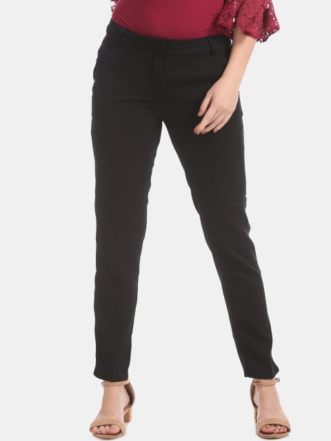 

ELLE Women Black Slim Fit Solid Regular Trousers