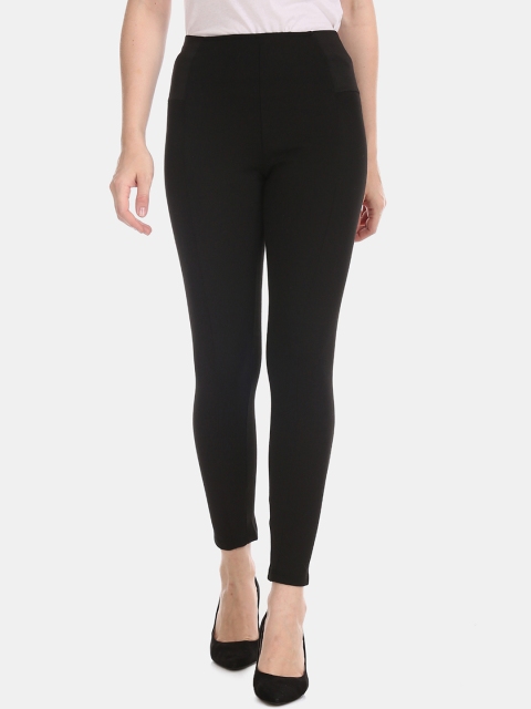 

ELLE Women Black Solid Knit Regular Trousers