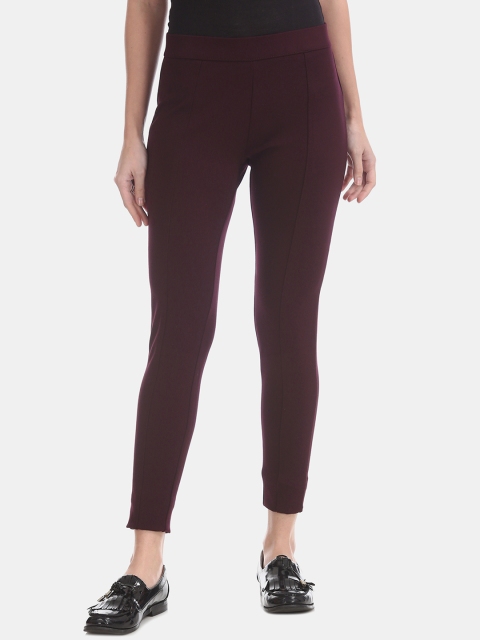 

Elle Women Maroon Regular Fit Solid Regular Trousers