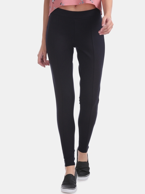 

ELLE Women Navy Blue Regular Fit Solid Treggings