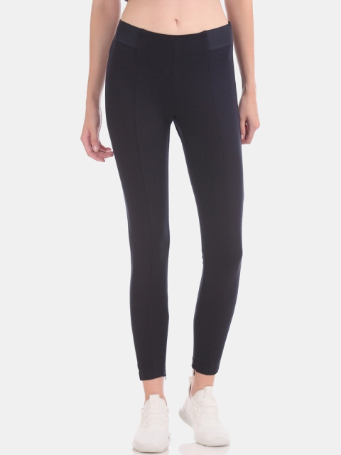 

ELLE Women Navy Blue Solid Regular Fit Treggings