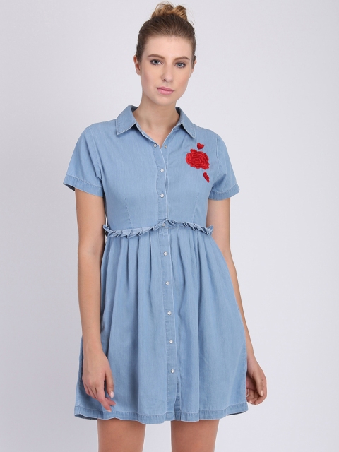 

Heather Hues Women Blue Printed Shirt Dress