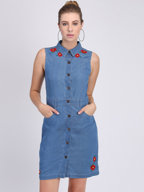 

Heather Hues Women Blue Solid Shirt Dress