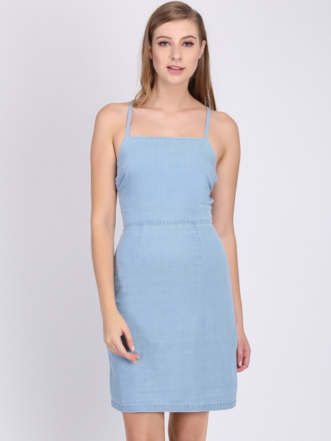 

Heather Hues Women Blue Solid Sheath Dress