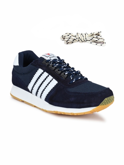 

HIROLAS Men Navy Blue Suede Running Shoes