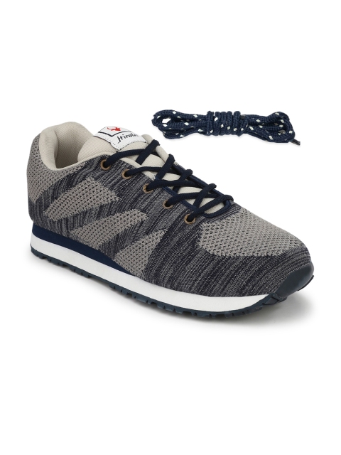 

HIROLAS Men Grey Colourblocked Mesh Flyknit Running Shoes