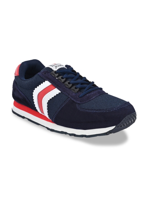 

HIROLAS Men Navy Blue Suede Running Shoes
