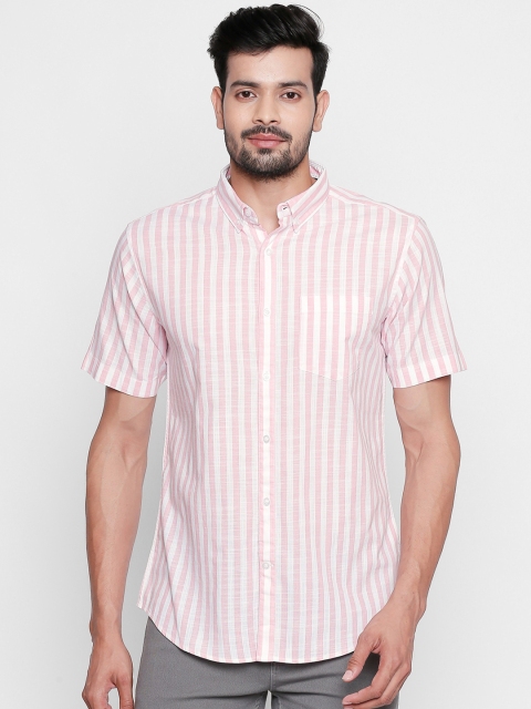 

BYFORD by Pantaloons Men Pink & White Regular Fit Striped Casual Shirt