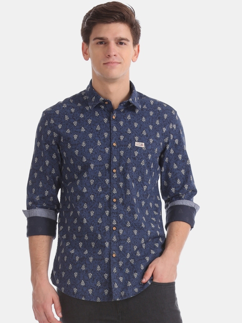 

U.S. Polo Assn. Men Navy Blue Slim Fit Printed Casual Shirt