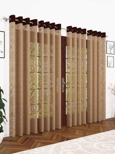 

Story@home Coffee Brown Set of 4 Sheer Door Curtains