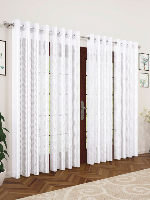 

Story@home White Set of 4 Sheer Door Curtains