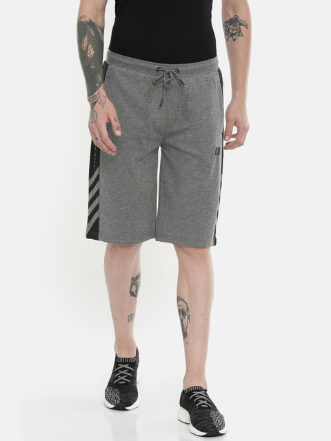 

Proline Active Men Grey Melange Solid Slim Fit Sports Shorts